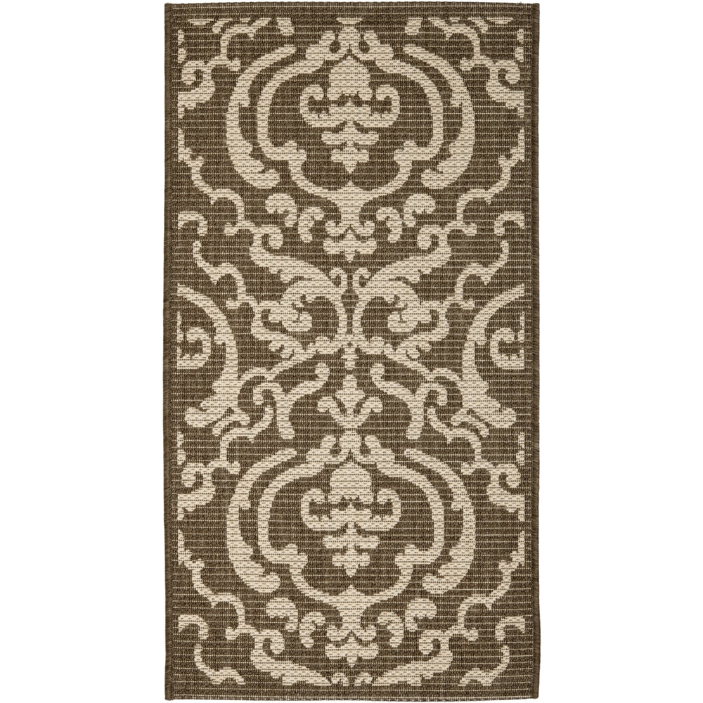 SAFAVIEH Outdoor CY2663-3409 Courtyard Chocolate / Natural Rug Image 2