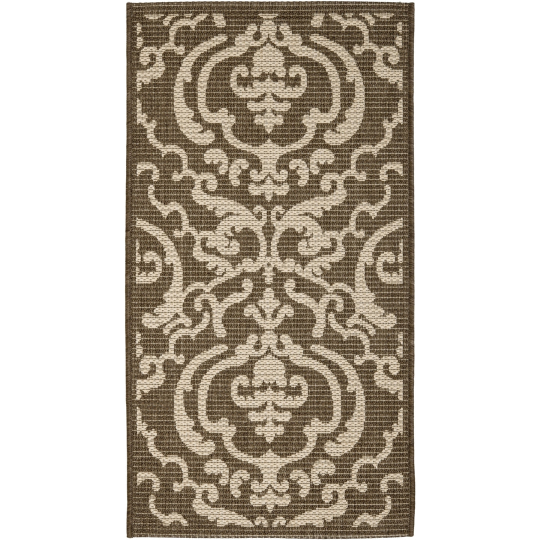 SAFAVIEH Outdoor CY2663-3409 Courtyard Chocolate / Natural Rug Image 2