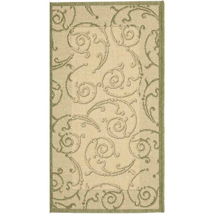 SAFAVIEH Outdoor CY2665-1E01 Courtyard Natural / Olive Rug Image 2