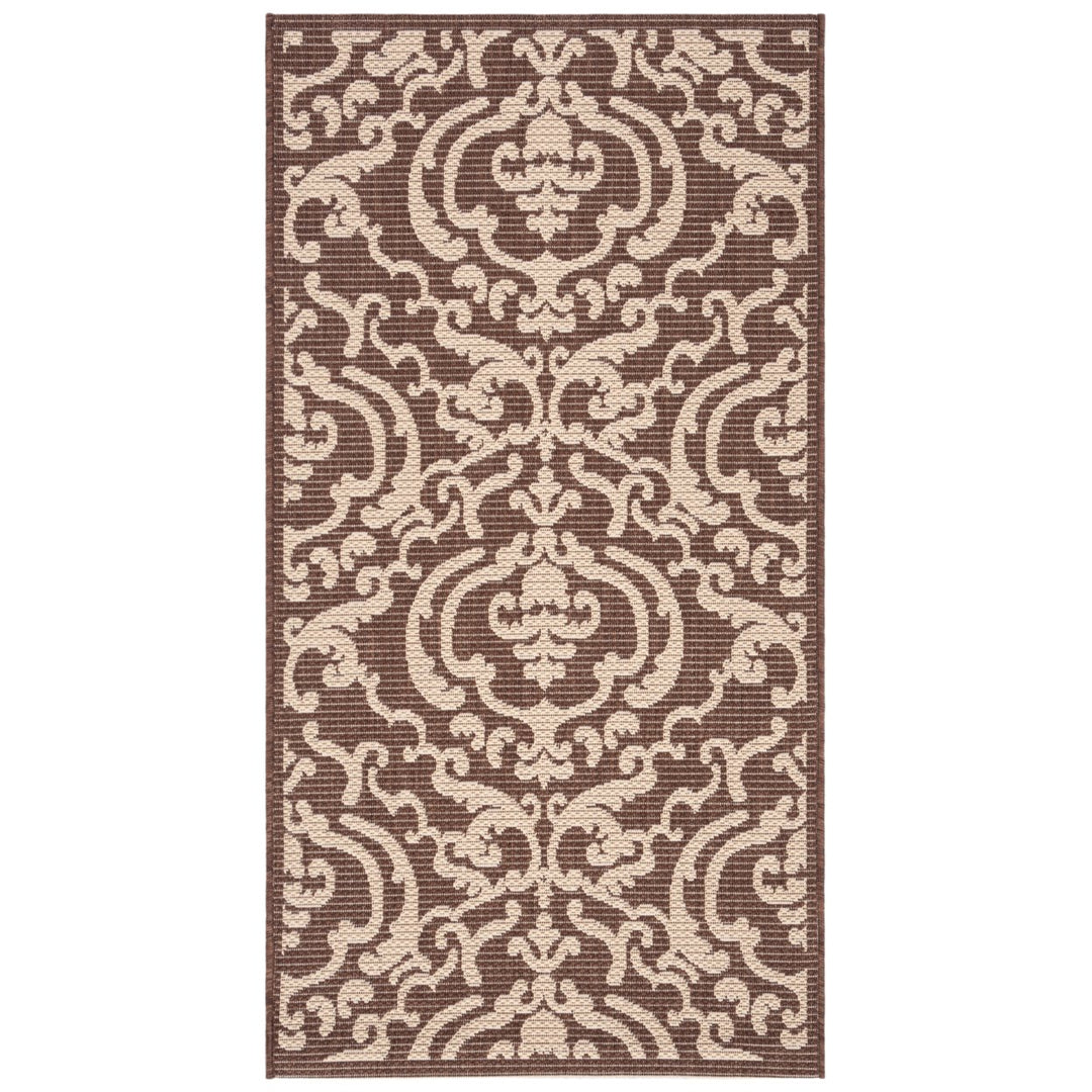 SAFAVIEH Outdoor CY2663-3409 Courtyard Chocolate / Natural Rug Image 4