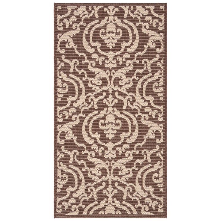 SAFAVIEH Outdoor CY2663-3409 Courtyard Chocolate / Natural Rug Image 4