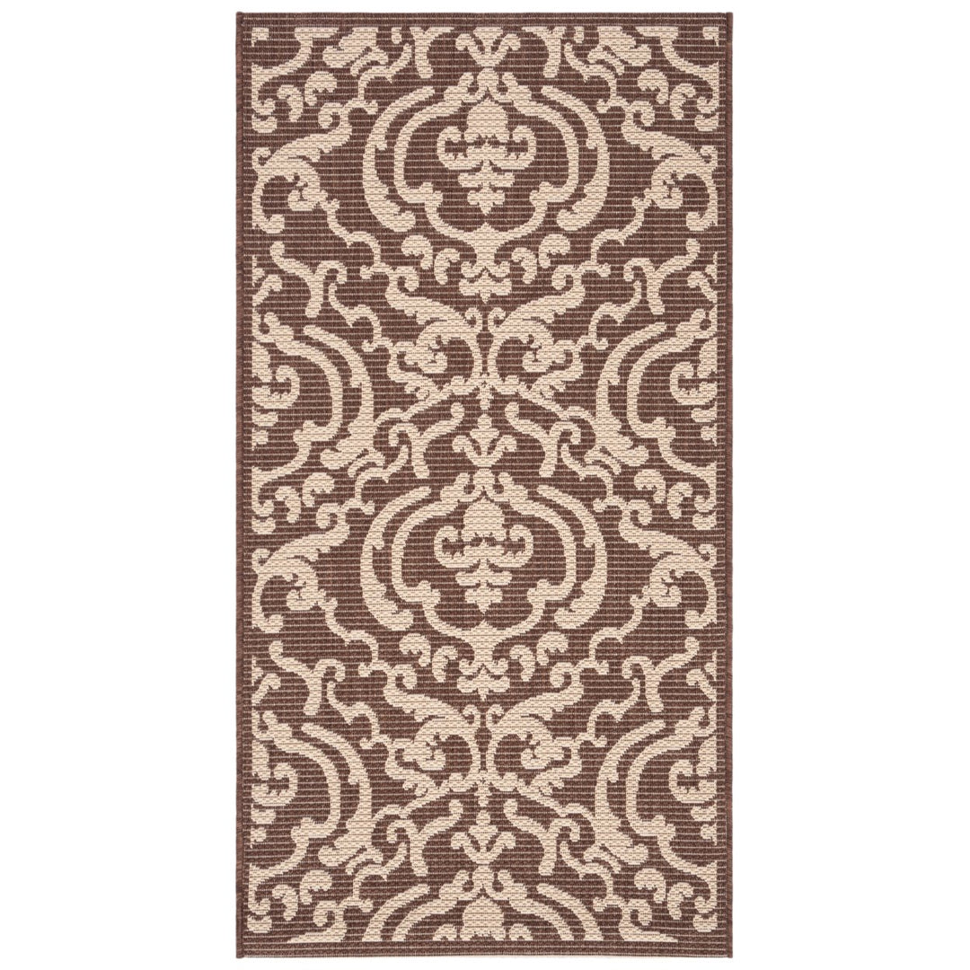 SAFAVIEH Outdoor CY2663-3409 Courtyard Chocolate / Natural Rug Image 1