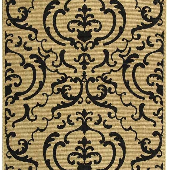 SAFAVIEH Indoor Outdoor CY2663-3901 Courtyard Sand / Black Rug Image 4