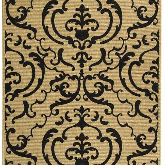 SAFAVIEH Indoor Outdoor CY2663-3901 Courtyard Sand / Black Rug Image 1