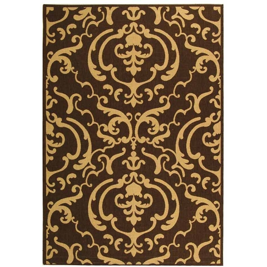 SAFAVIEH Outdoor CY2663-3409 Courtyard Chocolate / Natural Rug Image 7