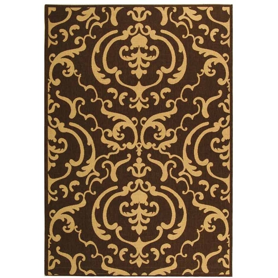 SAFAVIEH Outdoor CY2663-3409 Courtyard Chocolate / Natural Rug Image 1