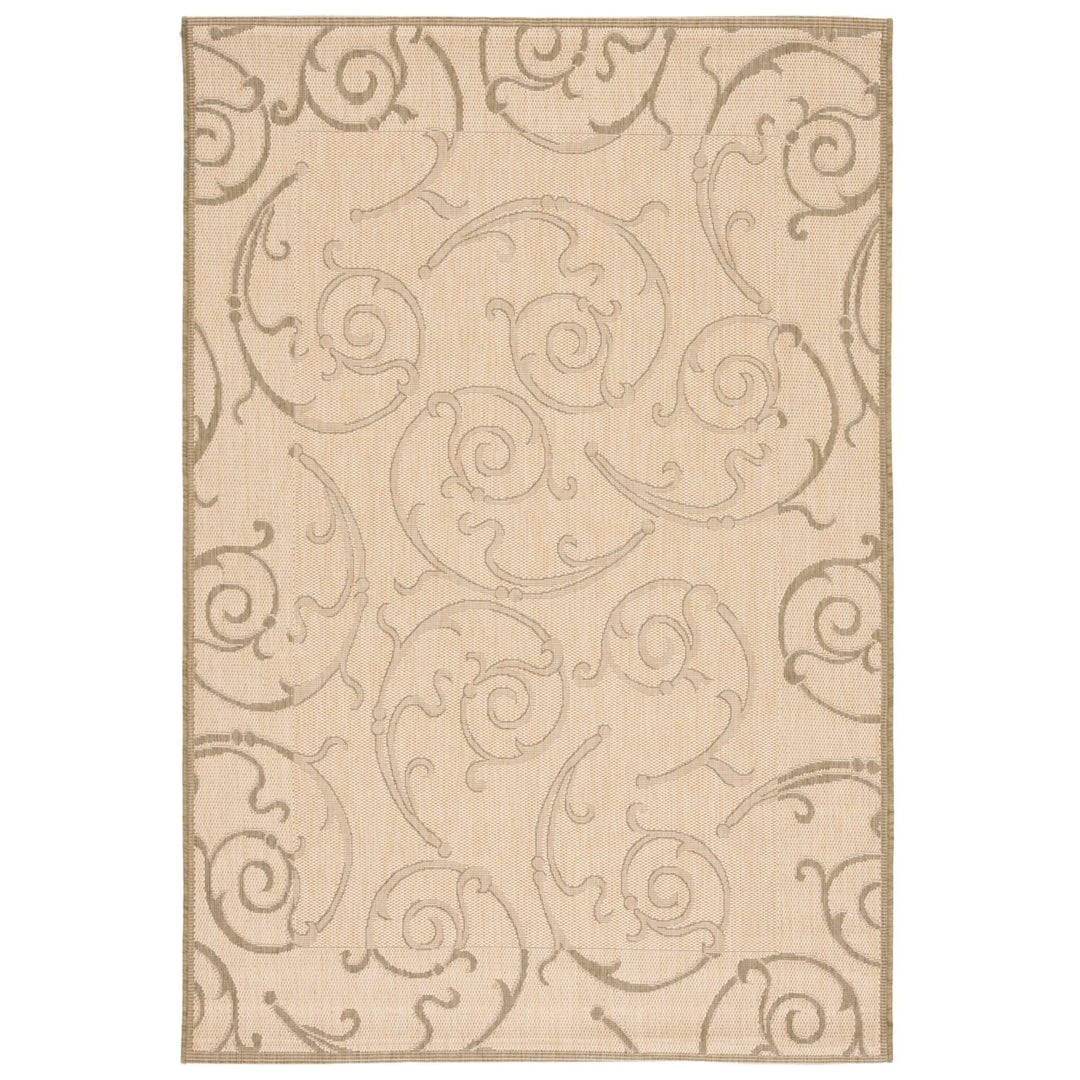 SAFAVIEH Outdoor CY2665-1E01 Courtyard Natural / Olive Rug Image 1