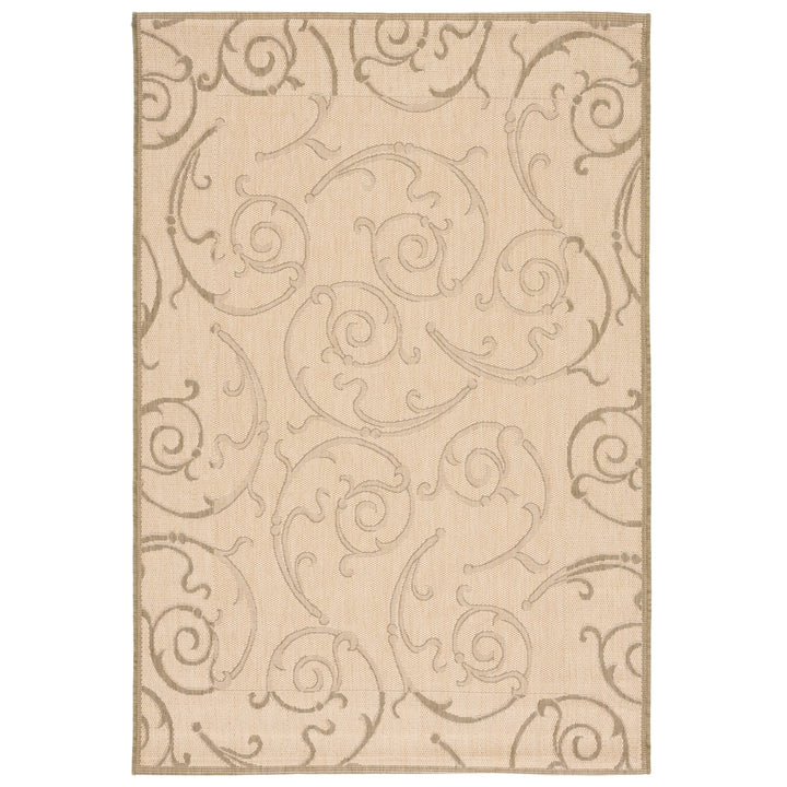 SAFAVIEH Outdoor CY2665-1E01 Courtyard Natural / Olive Rug Image 1