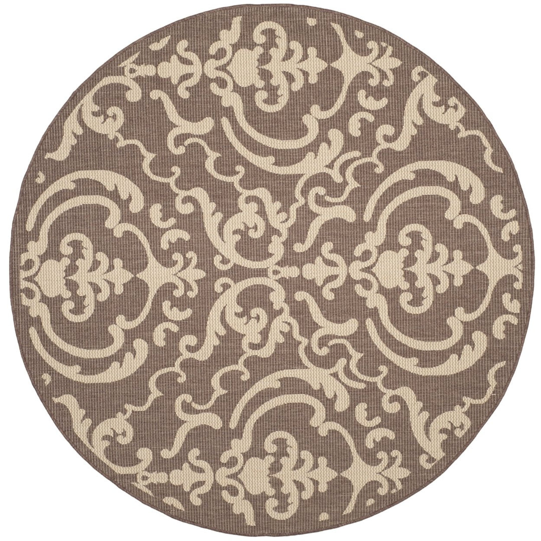 SAFAVIEH Outdoor CY2663-3409 Courtyard Chocolate / Natural Rug Image 8