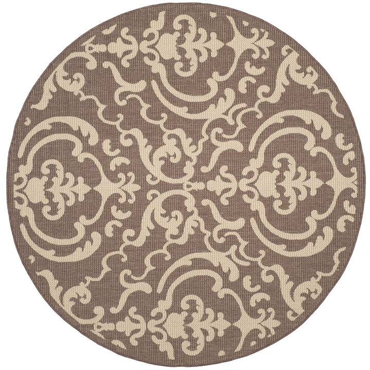 SAFAVIEH Outdoor CY2663-3409 Courtyard Chocolate / Natural Rug Image 1