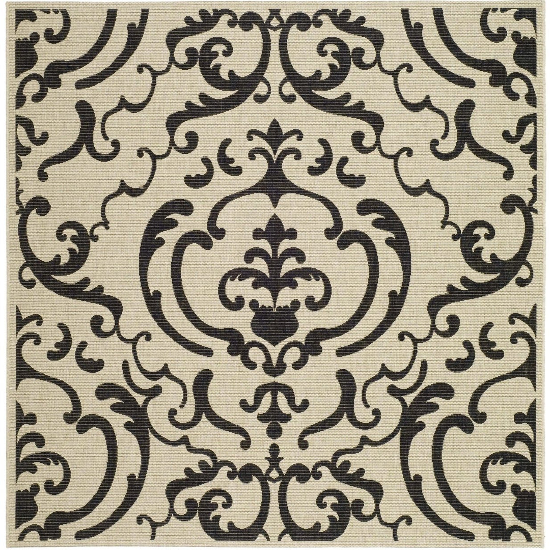 SAFAVIEH Indoor Outdoor CY2663-3901 Courtyard Sand / Black Rug Image 7