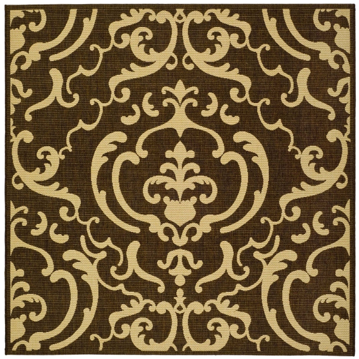 SAFAVIEH Outdoor CY2663-3409 Courtyard Chocolate / Natural Rug Image 9