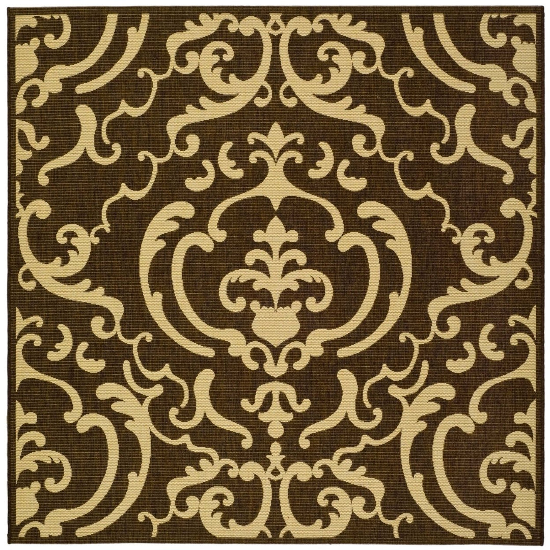 SAFAVIEH Outdoor CY2663-3409 Courtyard Chocolate / Natural Rug Image 1