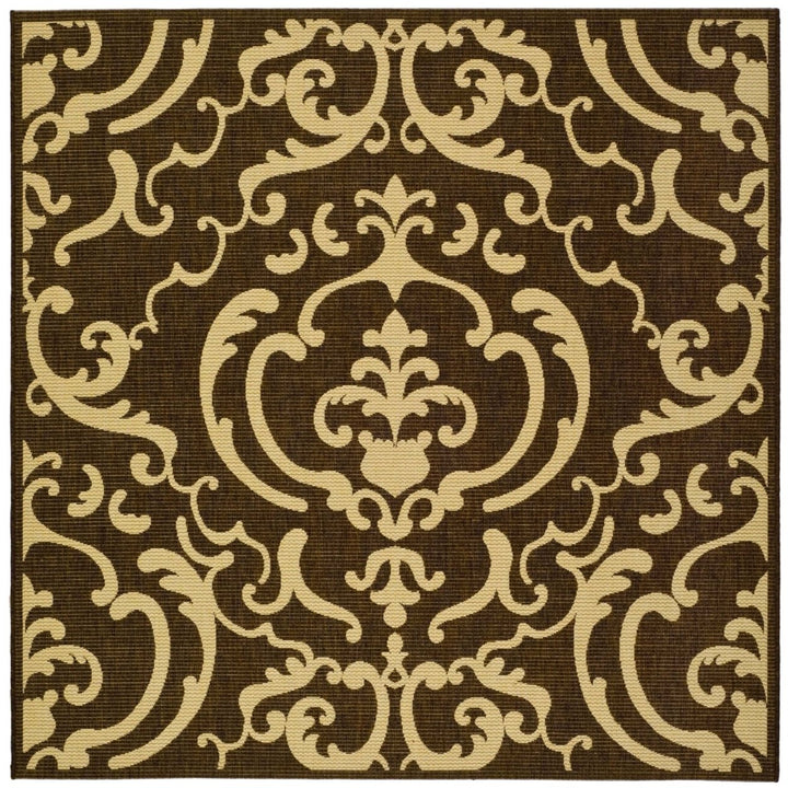 SAFAVIEH Outdoor CY2663-3409 Courtyard Chocolate / Natural Rug Image 1