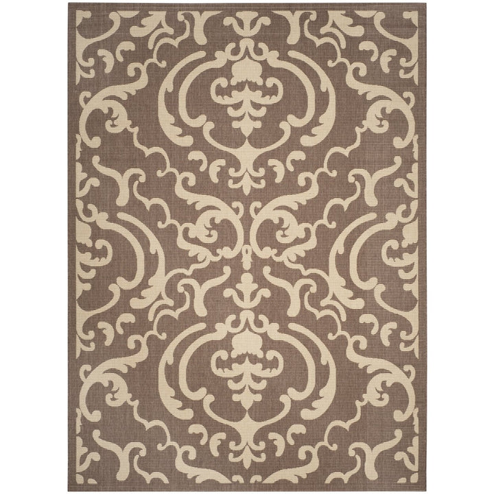 SAFAVIEH Outdoor CY2663-3409 Courtyard Chocolate / Natural Rug Image 10