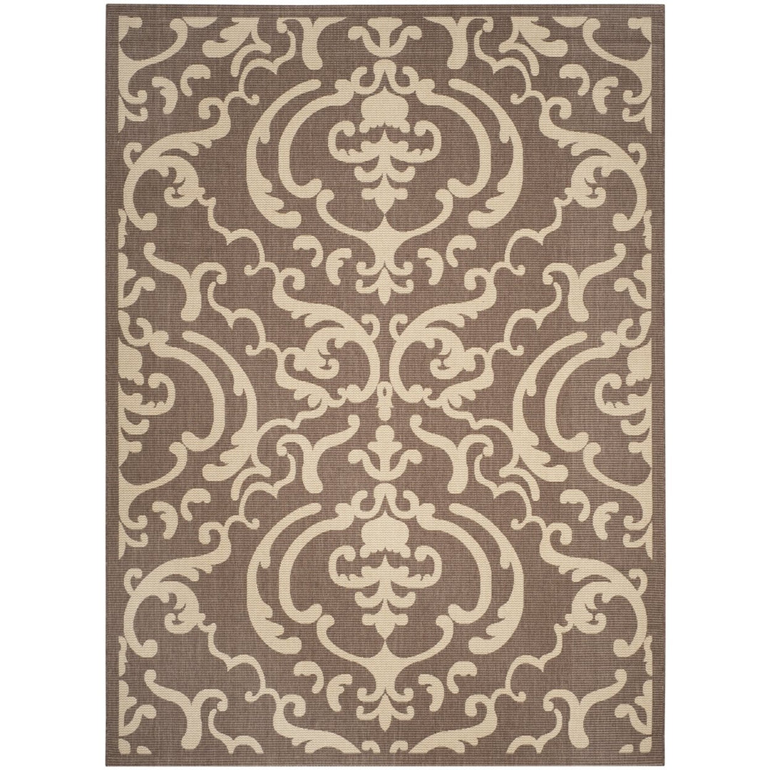 SAFAVIEH Outdoor CY2663-3409 Courtyard Chocolate / Natural Rug Image 1