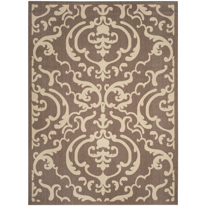 SAFAVIEH Outdoor CY2663-3409 Courtyard Chocolate / Natural Rug Image 1