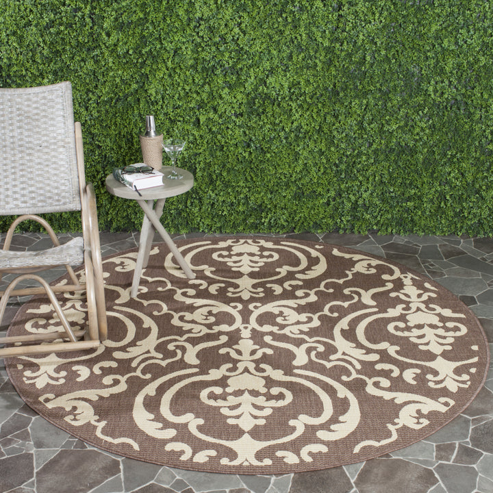 SAFAVIEH Outdoor CY2663-3409 Courtyard Chocolate / Natural Rug Image 11
