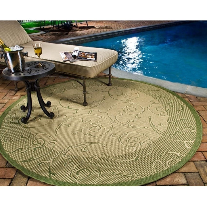 SAFAVIEH Outdoor CY2665-1E01 Courtyard Natural / Olive Rug Image 7