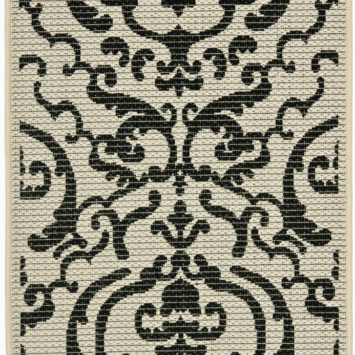 SAFAVIEH Indoor Outdoor CY2663-3901 Courtyard Sand / Black Rug Image 10