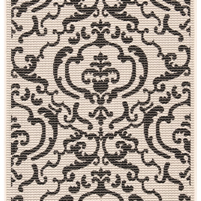 SAFAVIEH Indoor Outdoor CY2663-3901 Courtyard Sand / Black Rug Image 1