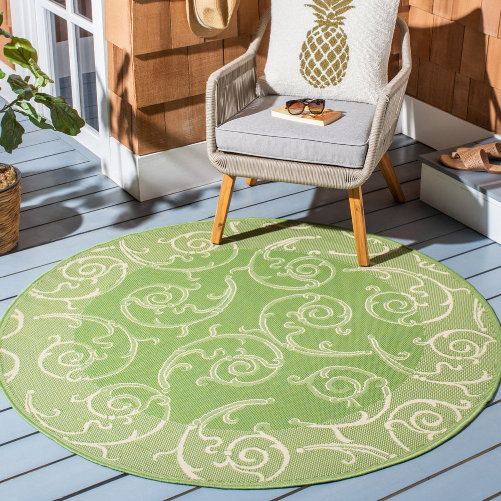 SAFAVIEH Outdoor CY2665-1E06 Courtyard Olive / Natural Rug Image 2