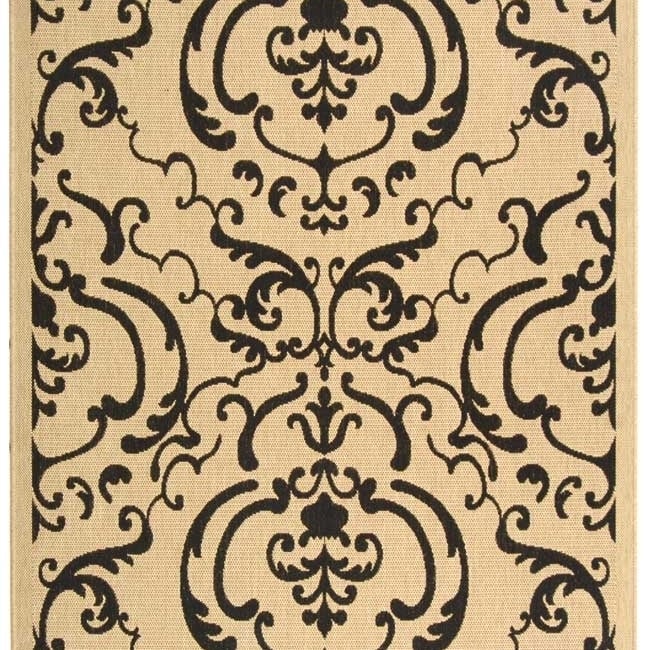 SAFAVIEH Indoor Outdoor CY2663-3901 Courtyard Sand / Black Rug Image 12