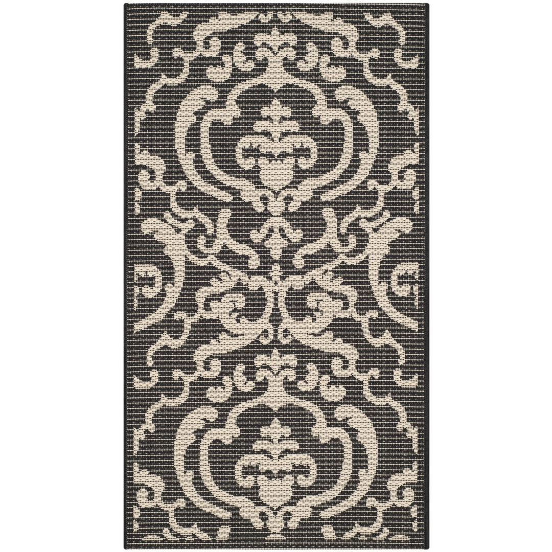 SAFAVIEH Indoor Outdoor CY2663-3908 Courtyard Black / Sand Rug Image 1