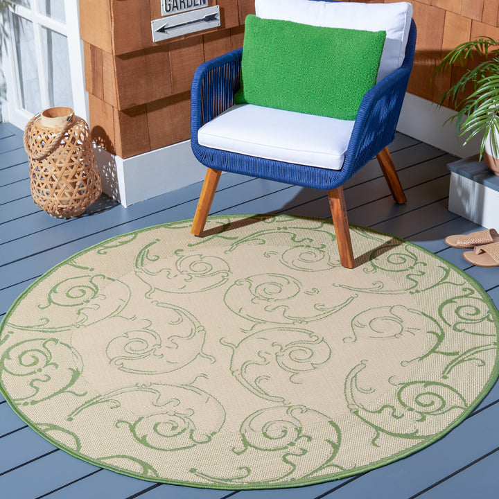SAFAVIEH Outdoor CY2665-1E01 Courtyard Natural / Olive Rug Image 11