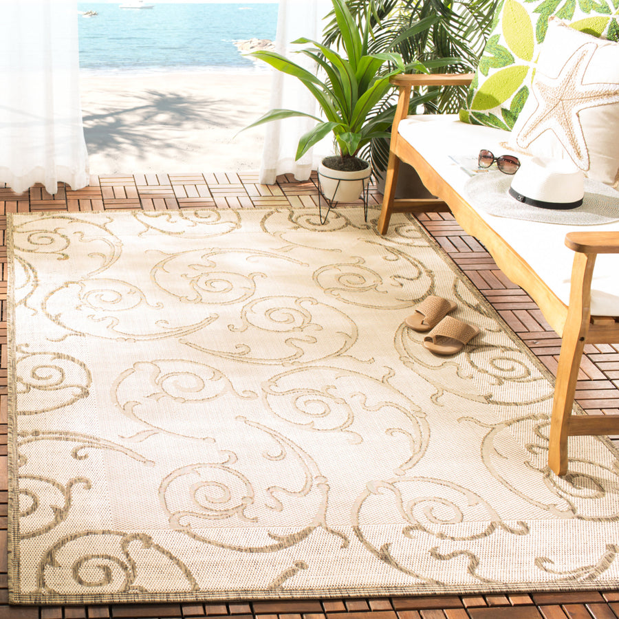SAFAVIEH Outdoor CY2665-3001 Courtyard Natural / Brown Rug Image 1