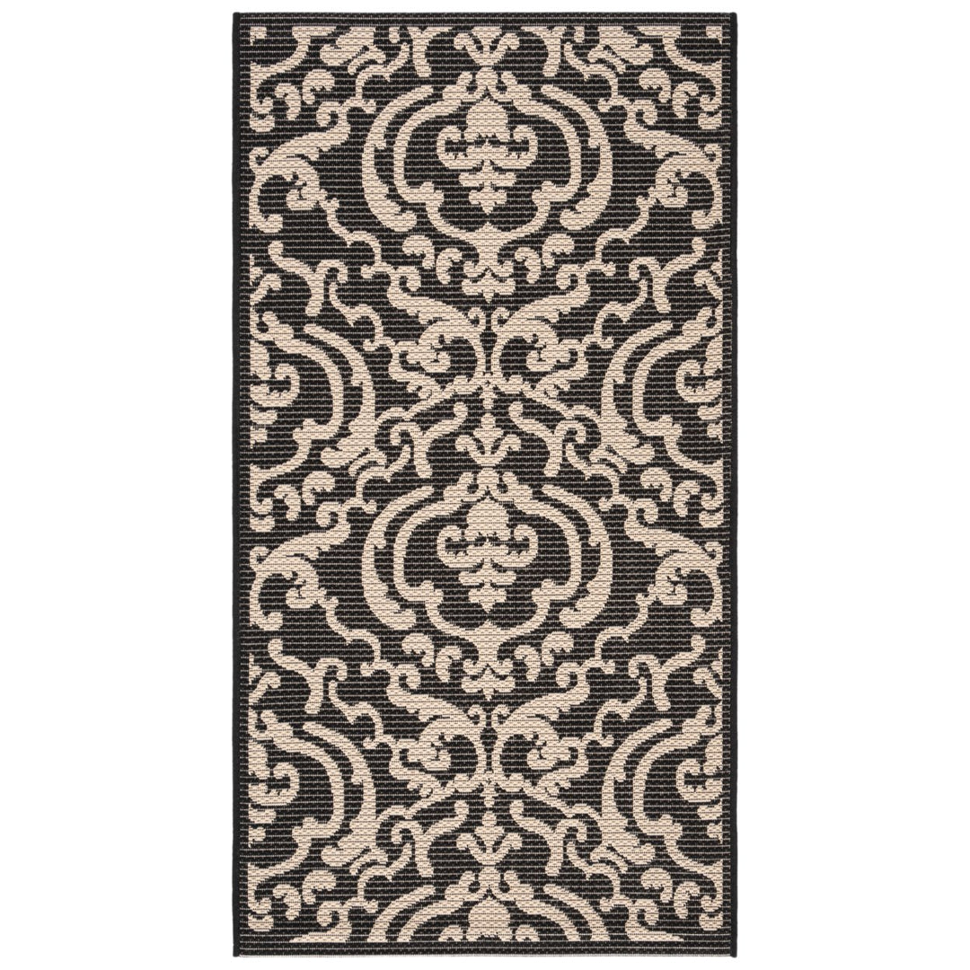 SAFAVIEH Indoor Outdoor CY2663-3908 Courtyard Black / Sand Rug Image 1