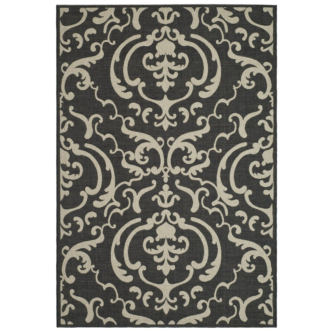 SAFAVIEH Indoor Outdoor CY2663-3908 Courtyard Black / Sand Rug Image 1