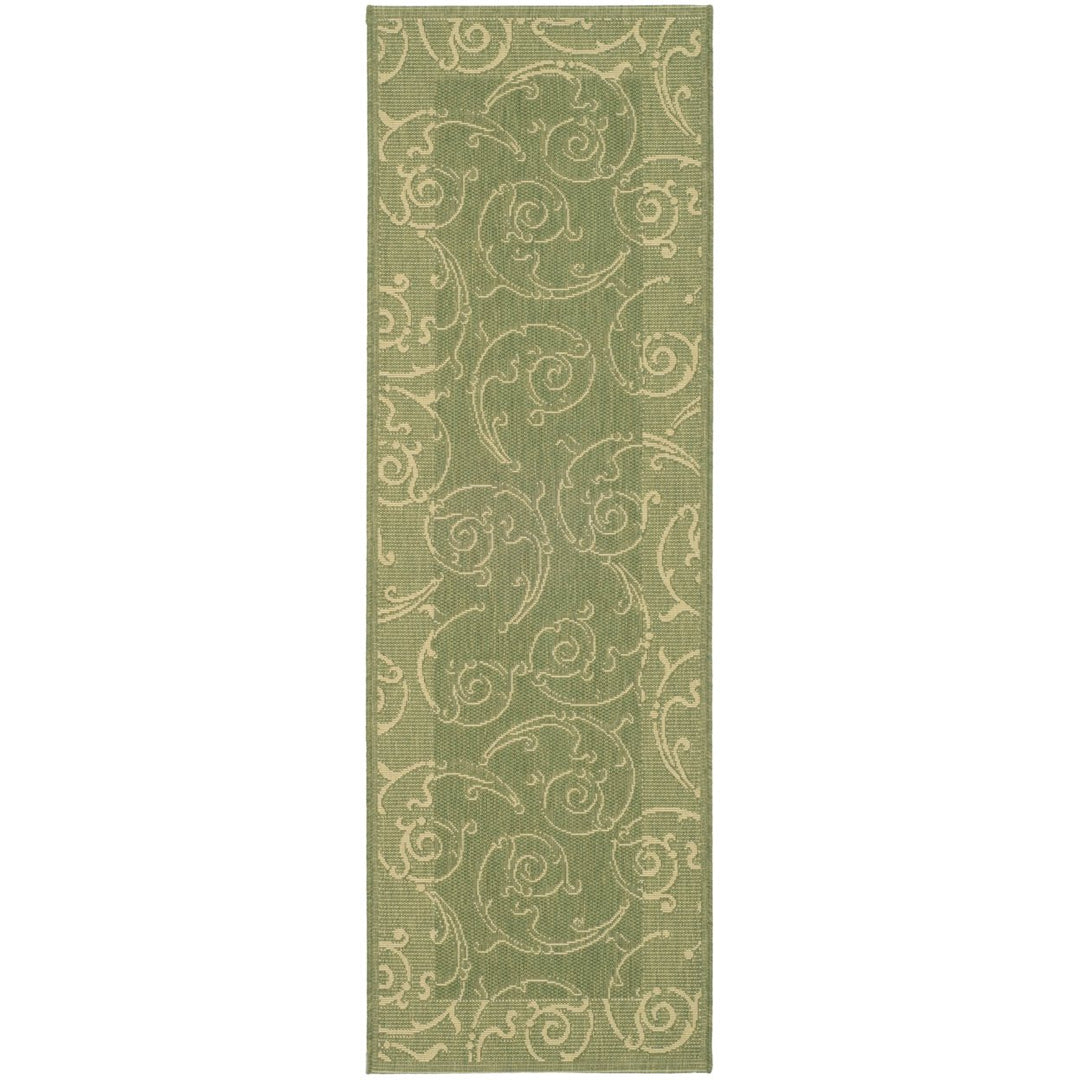 SAFAVIEH Outdoor CY2665-1E06 Courtyard Olive / Natural Rug Image 1