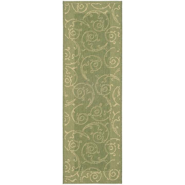 SAFAVIEH Outdoor CY2665-1E06 Courtyard Olive / Natural Rug Image 1