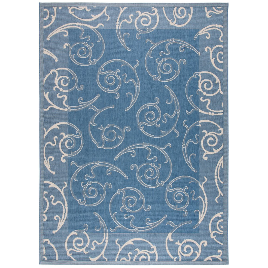 SAFAVIEH Outdoor CY2665-3103 Courtyard Blue / Natural Rug Image 1