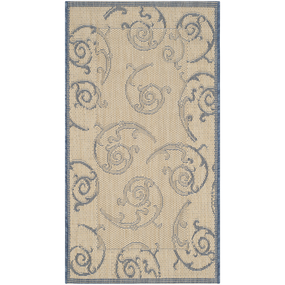 SAFAVIEH Outdoor CY2665-3101 Courtyard Natural / Blue Rug Image 2