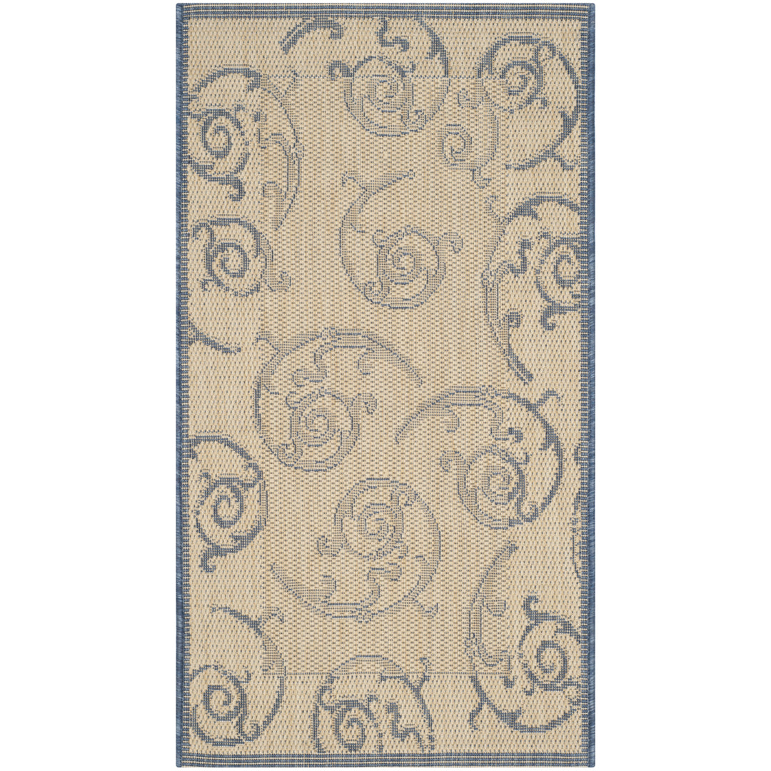 SAFAVIEH Outdoor CY2665-3101 Courtyard Natural / Blue Rug Image 2