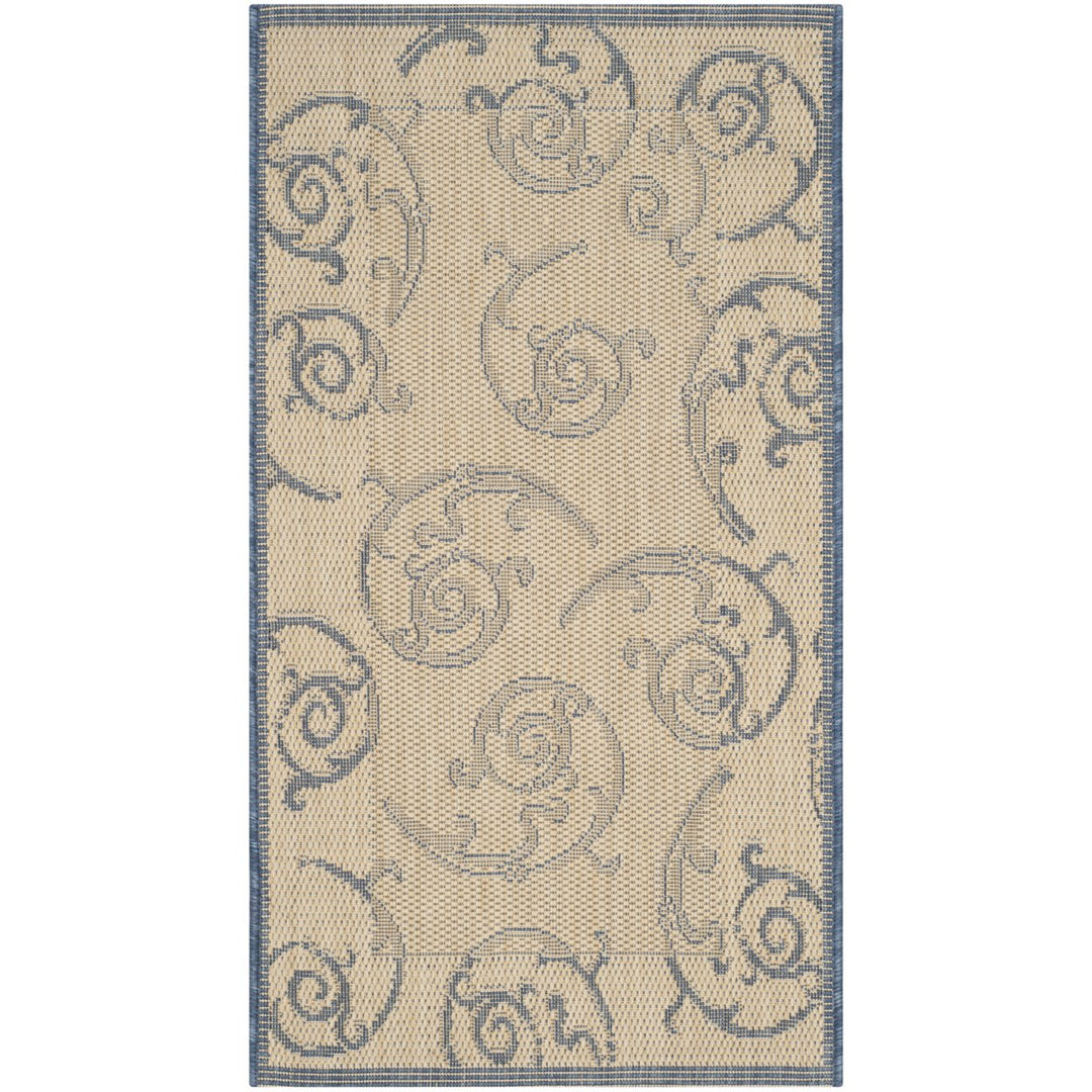 SAFAVIEH Outdoor CY2665-3101 Courtyard Natural / Blue Rug Image 1