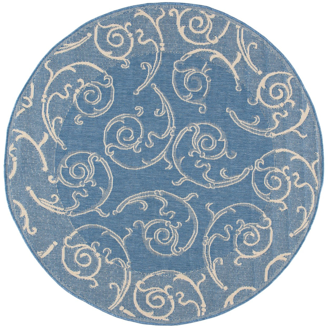 SAFAVIEH Outdoor CY2665-3103 Courtyard Blue / Natural Rug Image 4