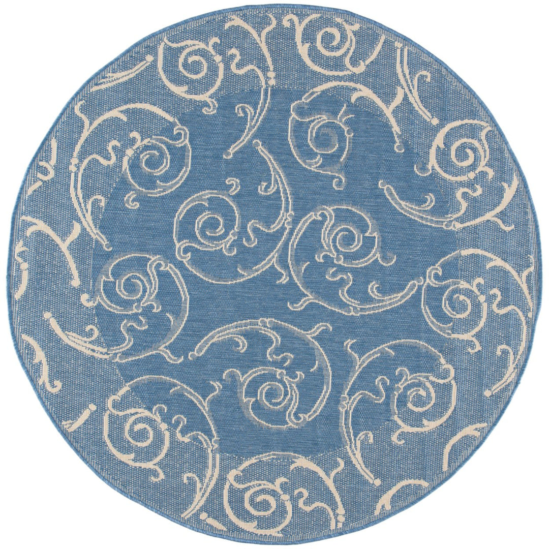 SAFAVIEH Outdoor CY2665-3103 Courtyard Blue / Natural Rug Image 1