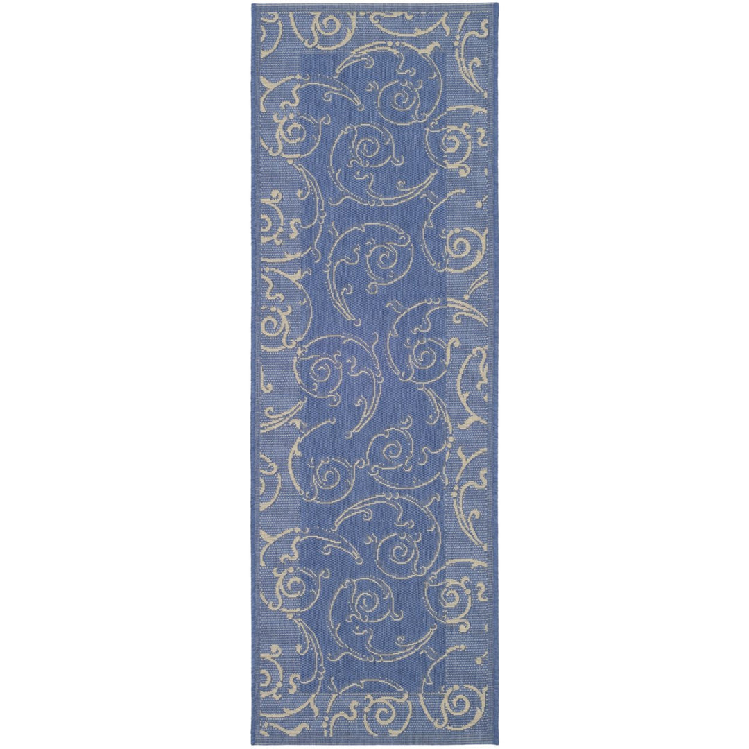 SAFAVIEH Outdoor CY2665-3103 Courtyard Blue / Natural Rug Image 5