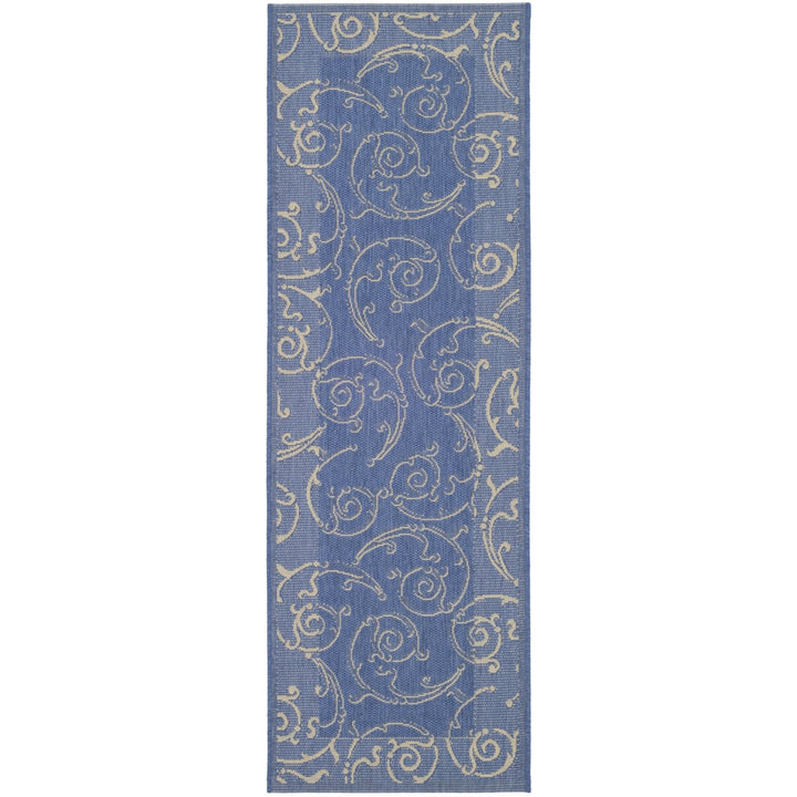 SAFAVIEH Outdoor CY2665-3103 Courtyard Blue / Natural Rug Image 1
