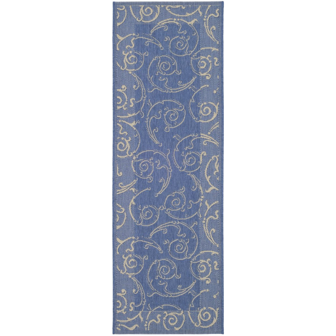 SAFAVIEH Outdoor CY2665-3103 Courtyard Blue / Natural Rug Image 1