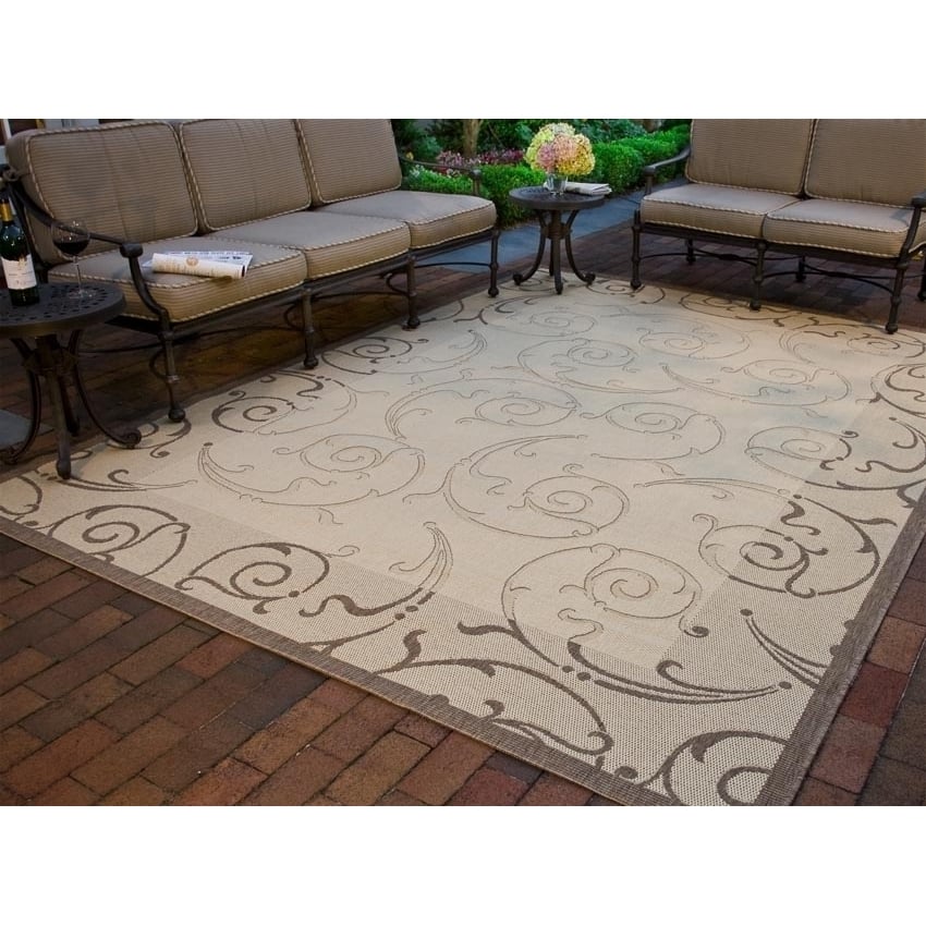 SAFAVIEH Outdoor CY2665-3001 Courtyard Natural / Brown Rug Image 1