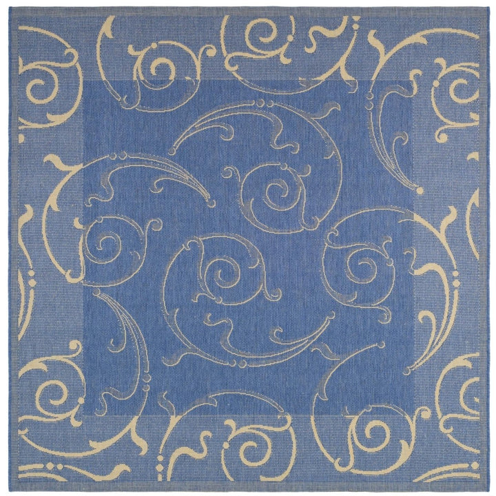 SAFAVIEH Outdoor CY2665-3103 Courtyard Blue / Natural Rug Image 6