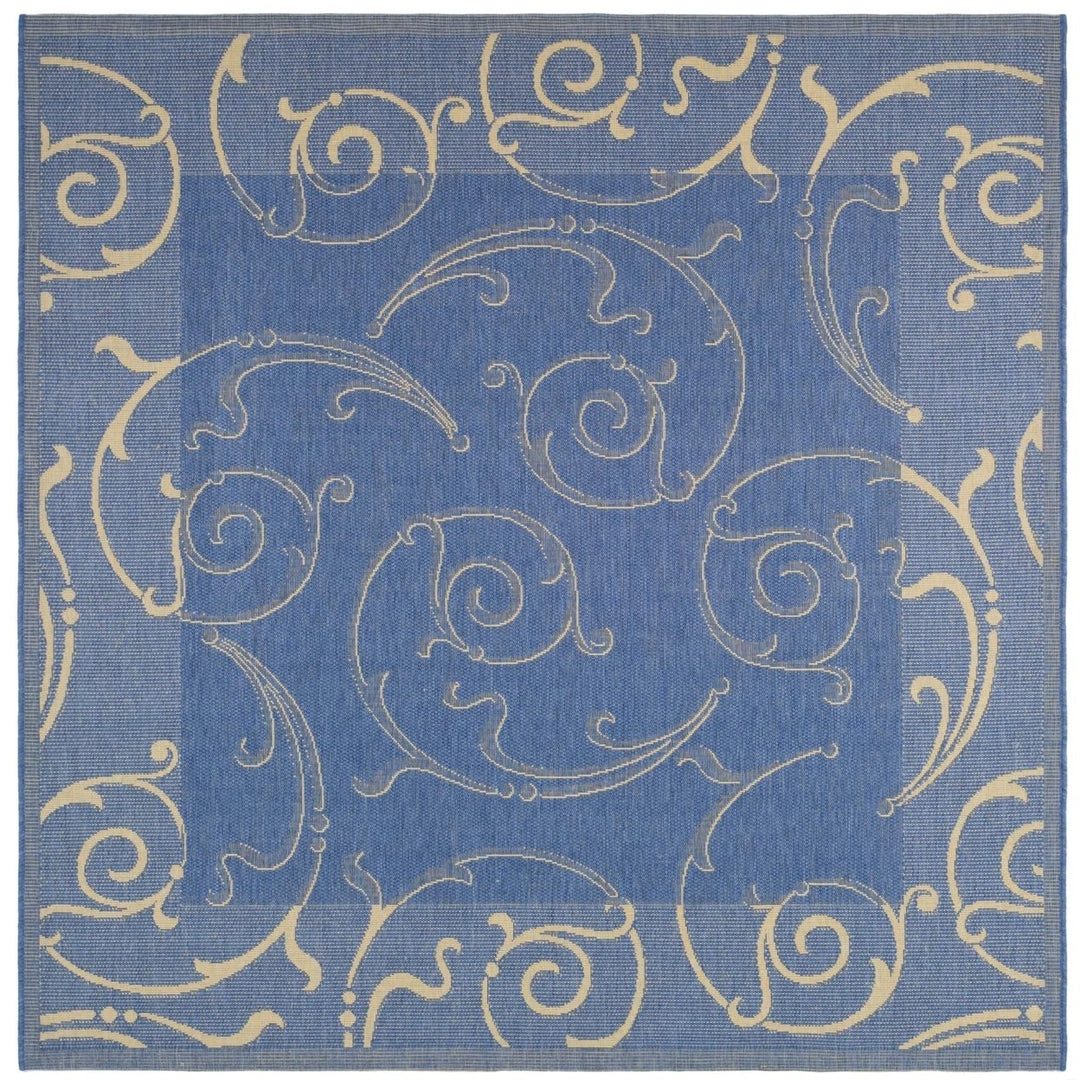 SAFAVIEH Outdoor CY2665-3103 Courtyard Blue / Natural Rug Image 1