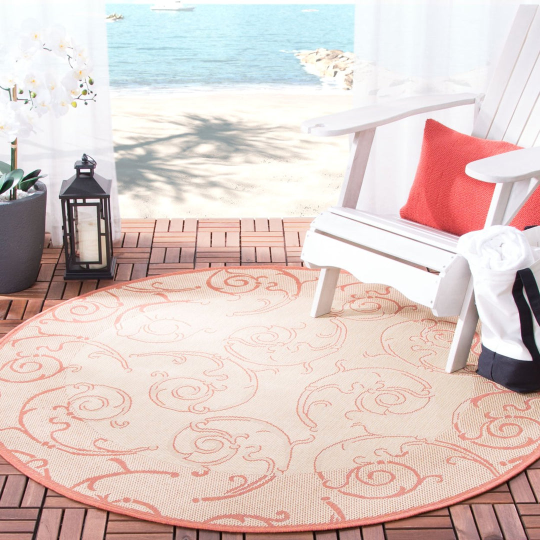 SAFAVIEH Outdoor CY2665-3201 Courtyard Natural / Terra Rug Image 2