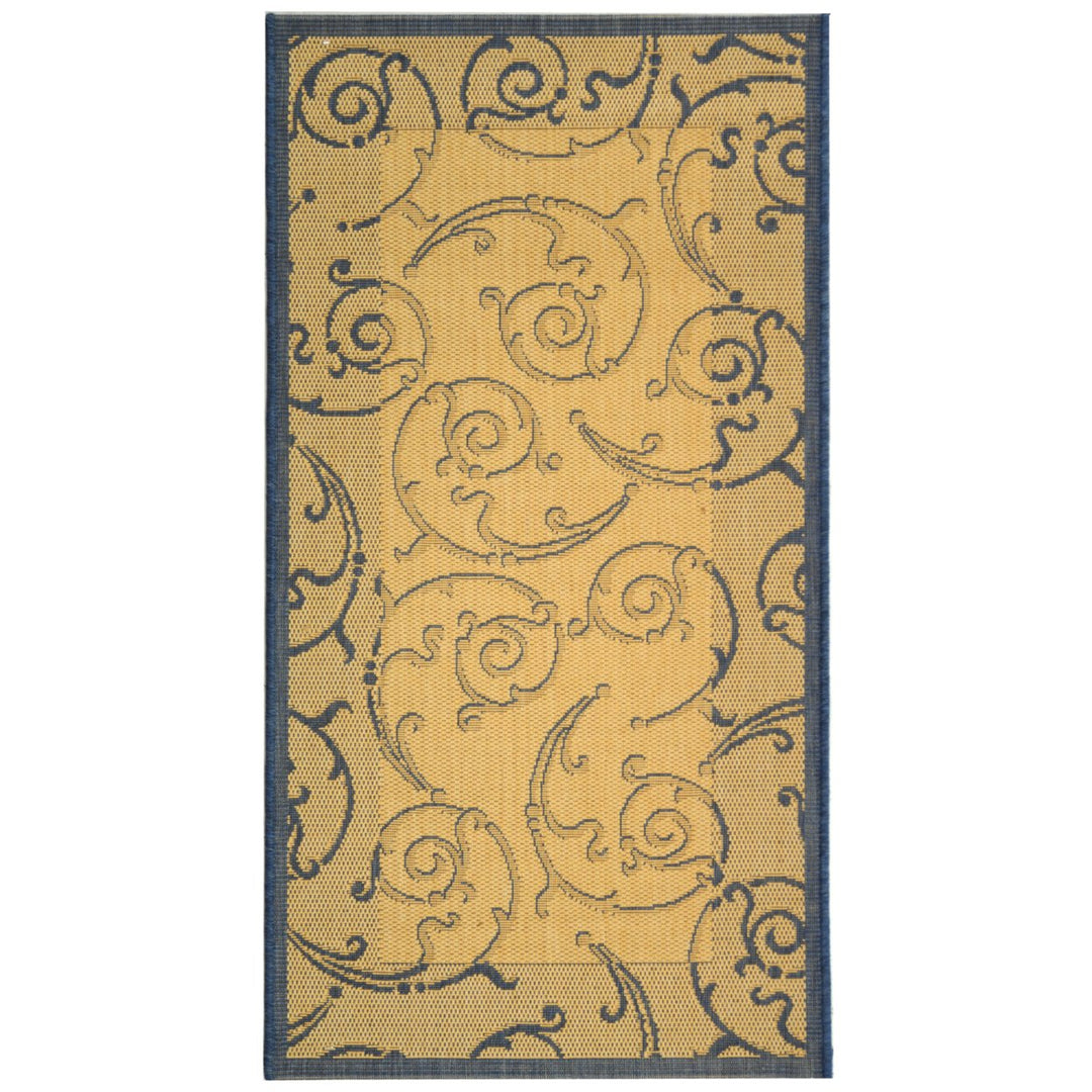 SAFAVIEH Outdoor CY2665-3101 Courtyard Natural / Blue Rug Image 1