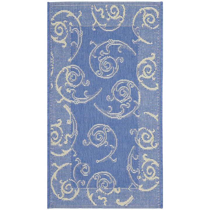 SAFAVIEH Outdoor CY2665-3103 Courtyard Blue / Natural Rug Image 9