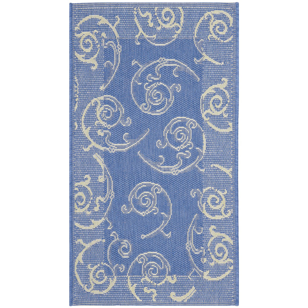 SAFAVIEH Outdoor CY2665-3103 Courtyard Blue / Natural Rug Image 1